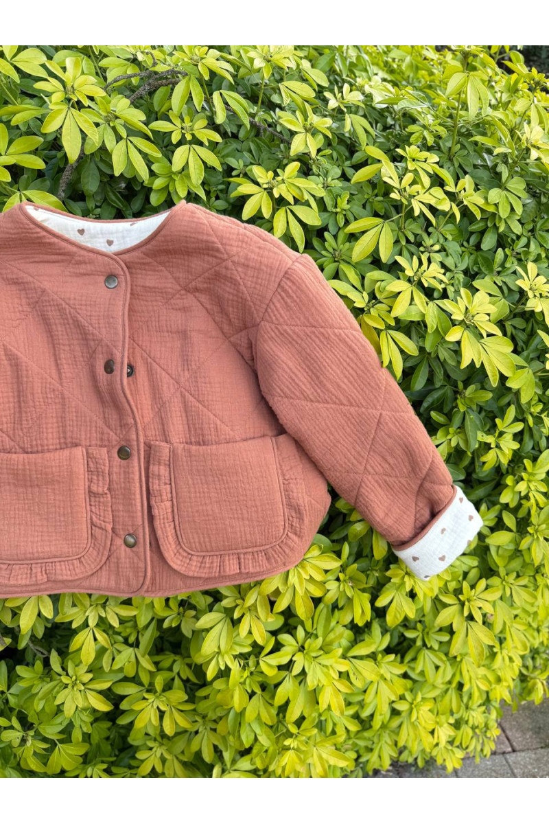 Veste enfant double gaze de coton – bomber bébé mi-saison fait main – coton naturel respirant – 74-134 cm