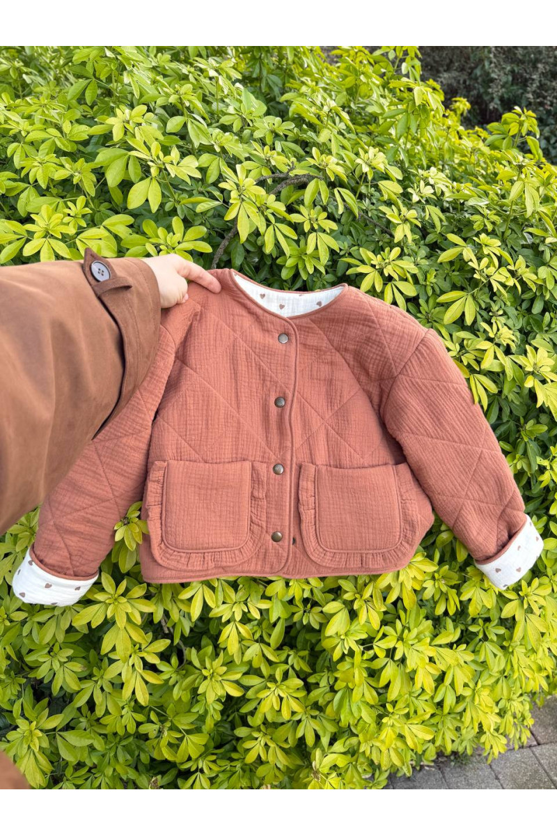 Veste enfant double gaze de coton – bomber bébé mi-saison fait main – coton naturel respirant – 74-134 cm