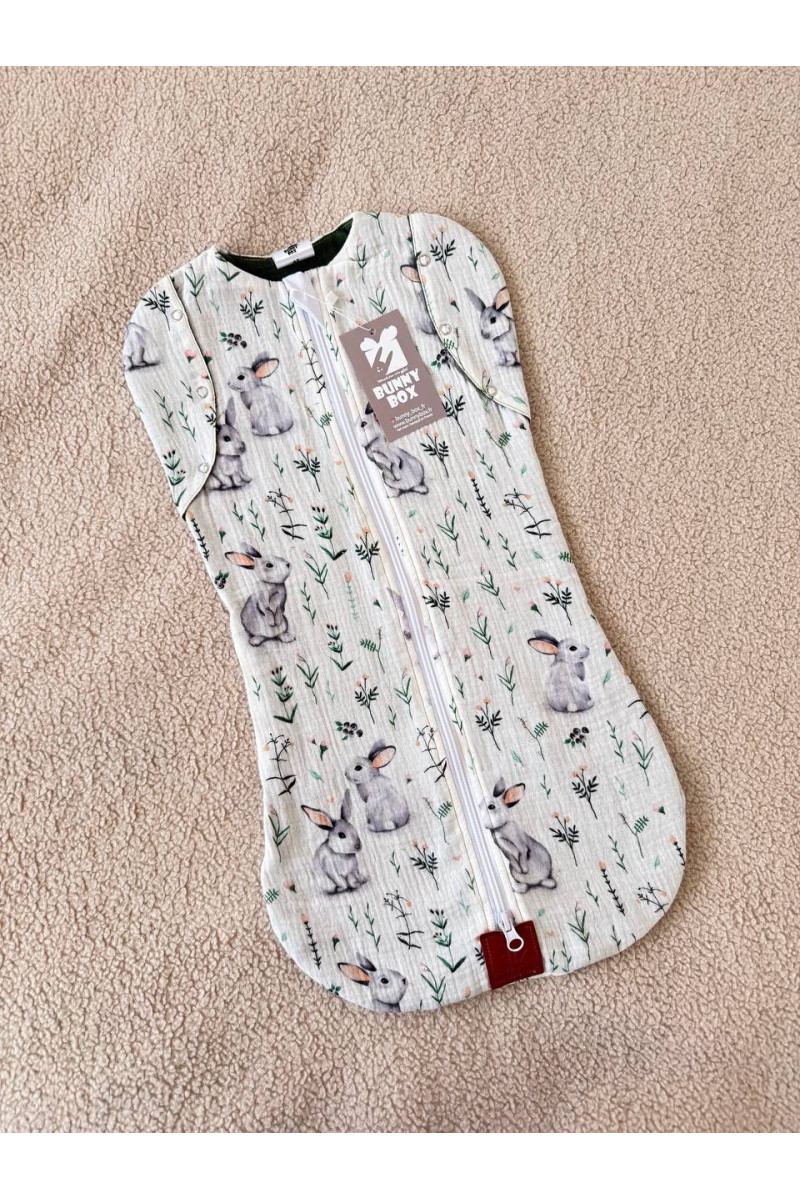 Gigoteuse emmaillotage bébé TOG 1.0 en double gaze de coton  imprimé lapin – Fait main