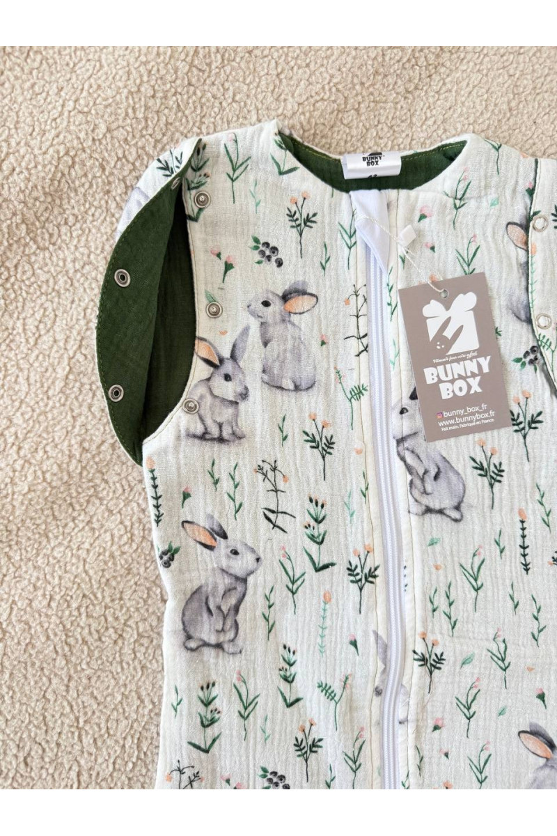 Gigoteuse emmaillotage bébé TOG 1.0 en double gaze de coton  imprimé lapin – Fait main