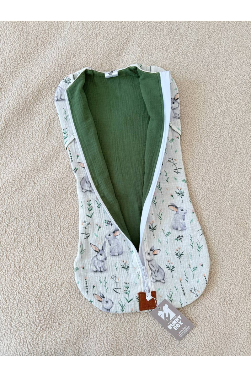 Gigoteuse emmaillotage bébé TOG 1.0 en double gaze de coton  imprimé lapin – Fait main