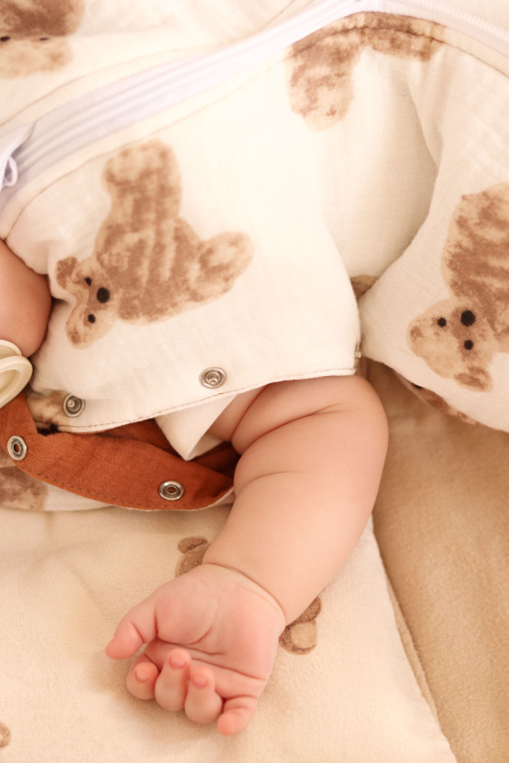 Gigoteuse emmaillotage  bébé TOG 2  en double gaze de coton  imprimé oursons – Fait main