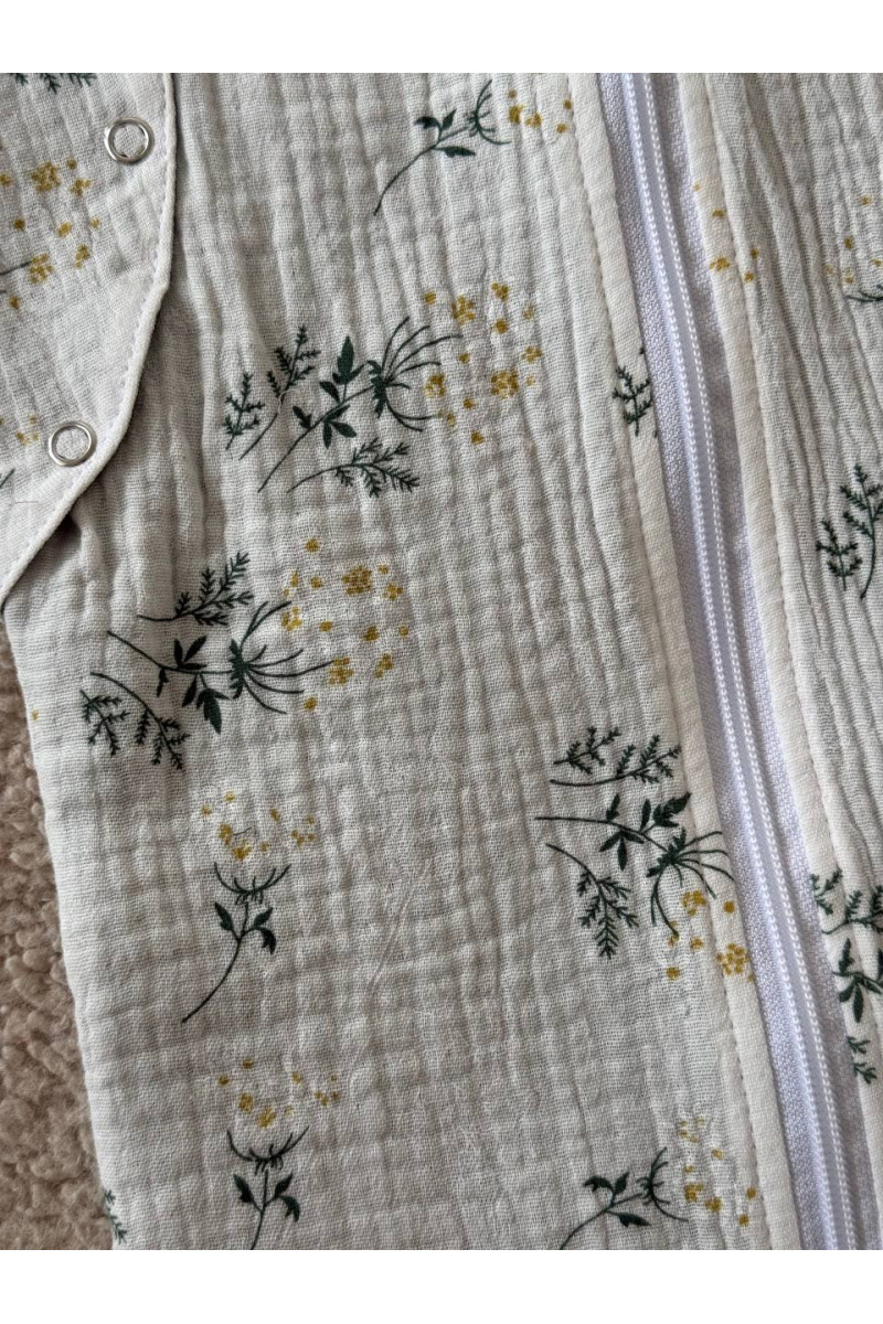 Gigoteuse emmaillotage bébé TOG 1.0 en double gaze de coton  imprimé fleurs vertes – Fait main
