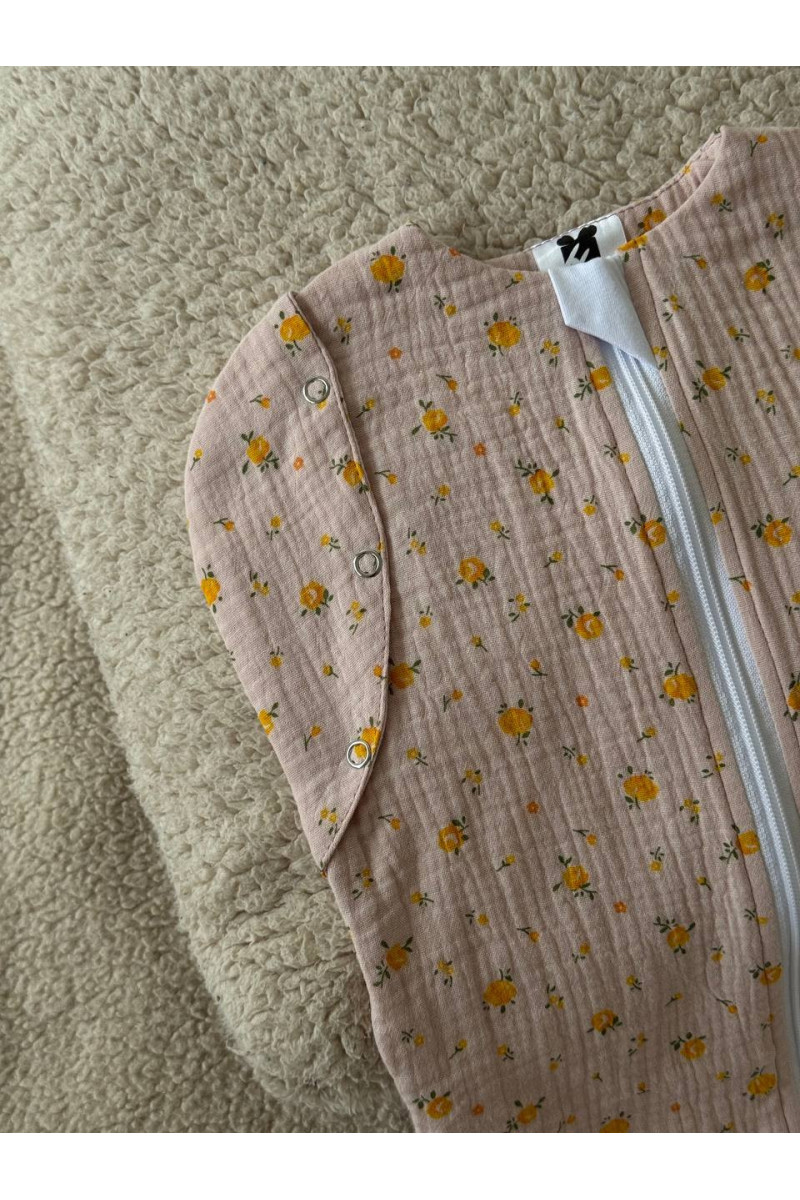 Gigoteuse emmaillotage bébé TOG 1.0 en double gaze de coton  imprimé fleurs en rose – Fait main