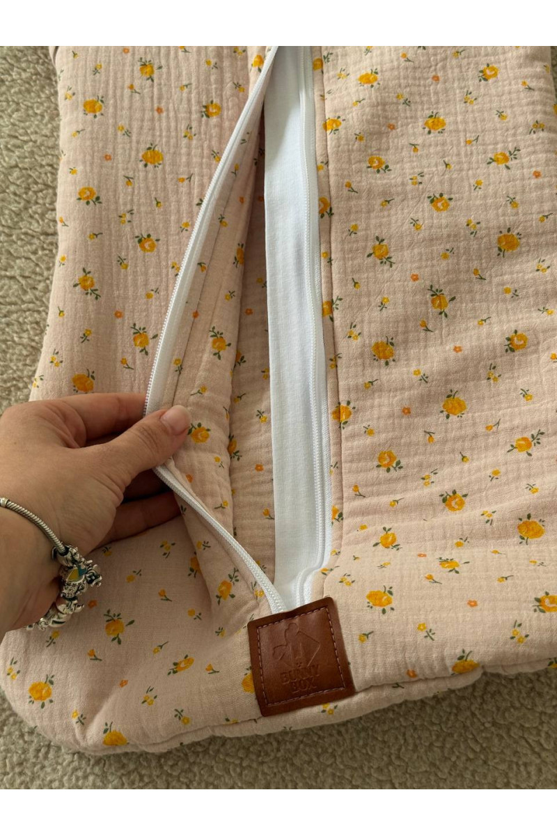 Gigoteuse emmaillotage  bébé TOG 2 en double gaze de coton  imprimé  fleurs en rose – Fait main