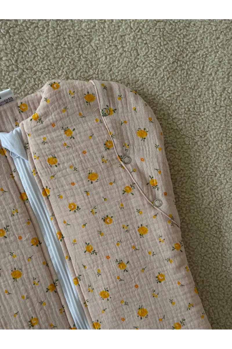 Gigoteuse emmaillotage  bébé TOG 2 en double gaze de coton  imprimé  fleurs en rose – Fait main