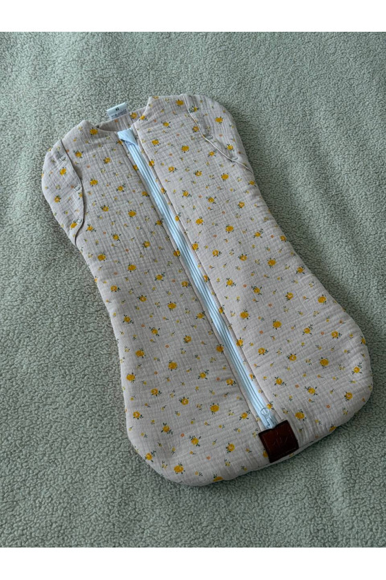 Gigoteuse emmaillotage  bébé TOG 2 en double gaze de coton  imprimé  fleurs en rose – Fait main