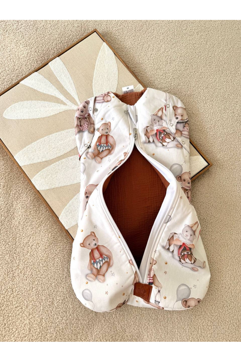 Gigoteuse emmaillotage  bébé TOG 2  imprimé oursons – Fait main
