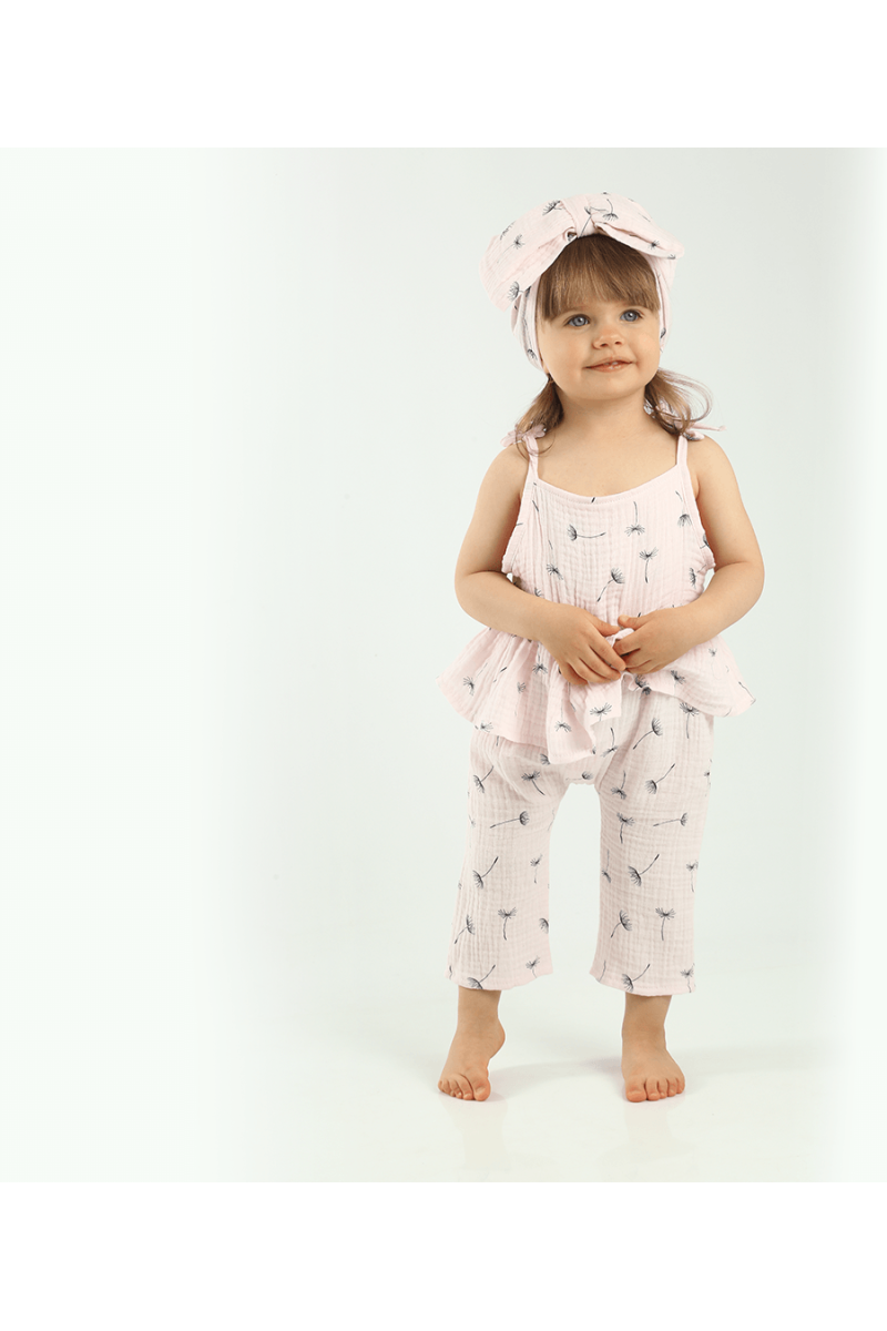 SALOPETTE EN MOUSSELINE ROSE
