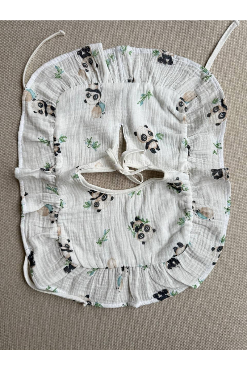 Bavoir double face en gaze de coton (en mousseline de coton) panda