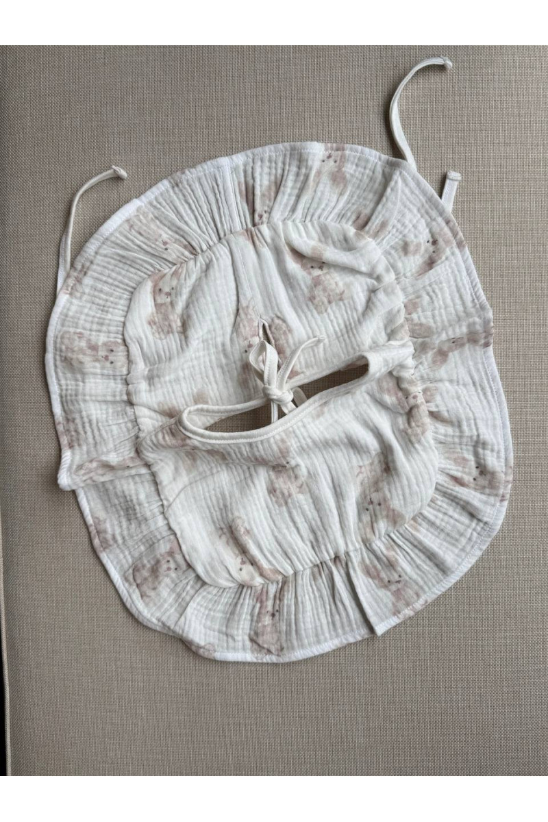 Bavoir double face en gaze de coton (en mousseline de coton) lapin