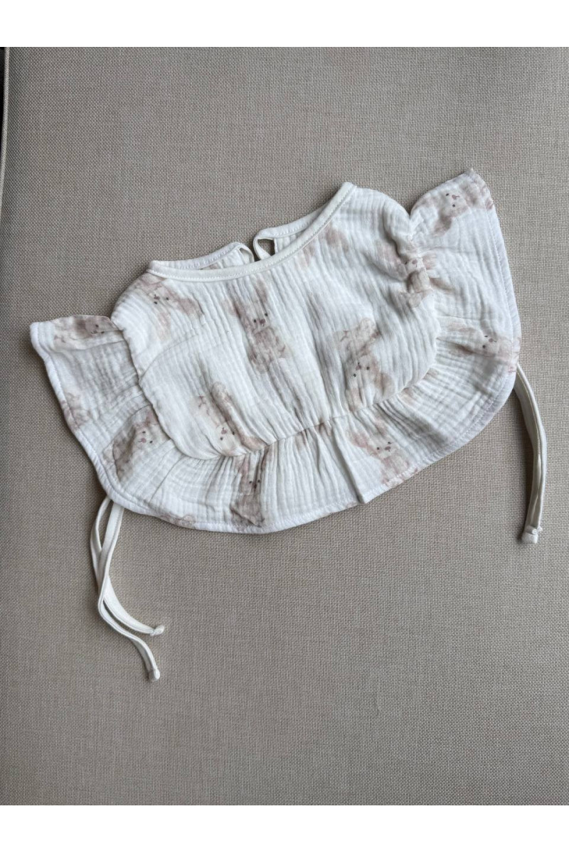 Bavoir double face en gaze de coton (en mousseline de coton) lapin