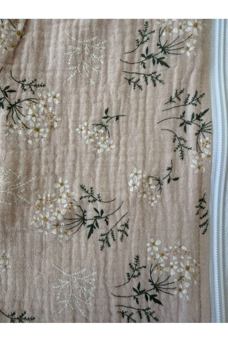 Gigoteuse emmaillotage d'été  bébé TOG 1.0 en double gaze de coton en rose imprimé fleurs  – Fait main