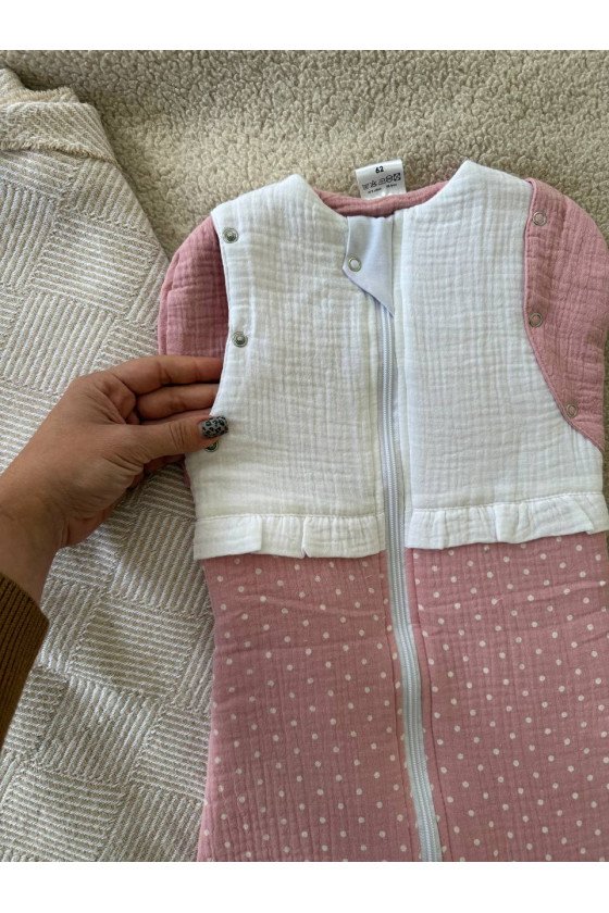 Gigoteuse emmaillotage  bébé TOG 2  en double gaze de coton rose Fait main