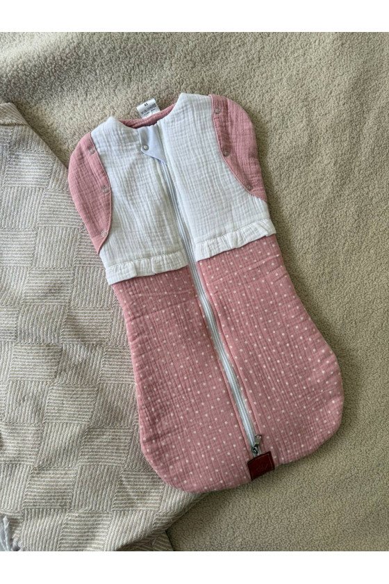 Gigoteuse emmaillotage  bébé TOG 2  en double gaze de coton rose Fait main