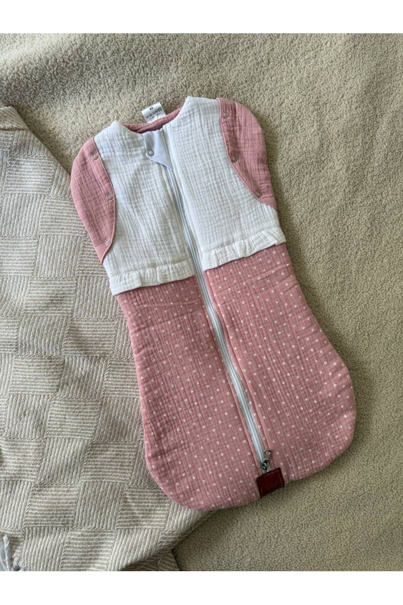 Gigoteuse emmaillotage  bébé TOG 2  en double gaze de coton rose Fait main