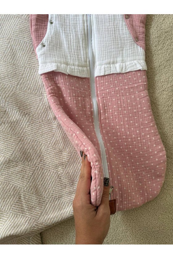 Gigoteuse emmaillotage  bébé TOG 2  en double gaze de coton rose Fait main