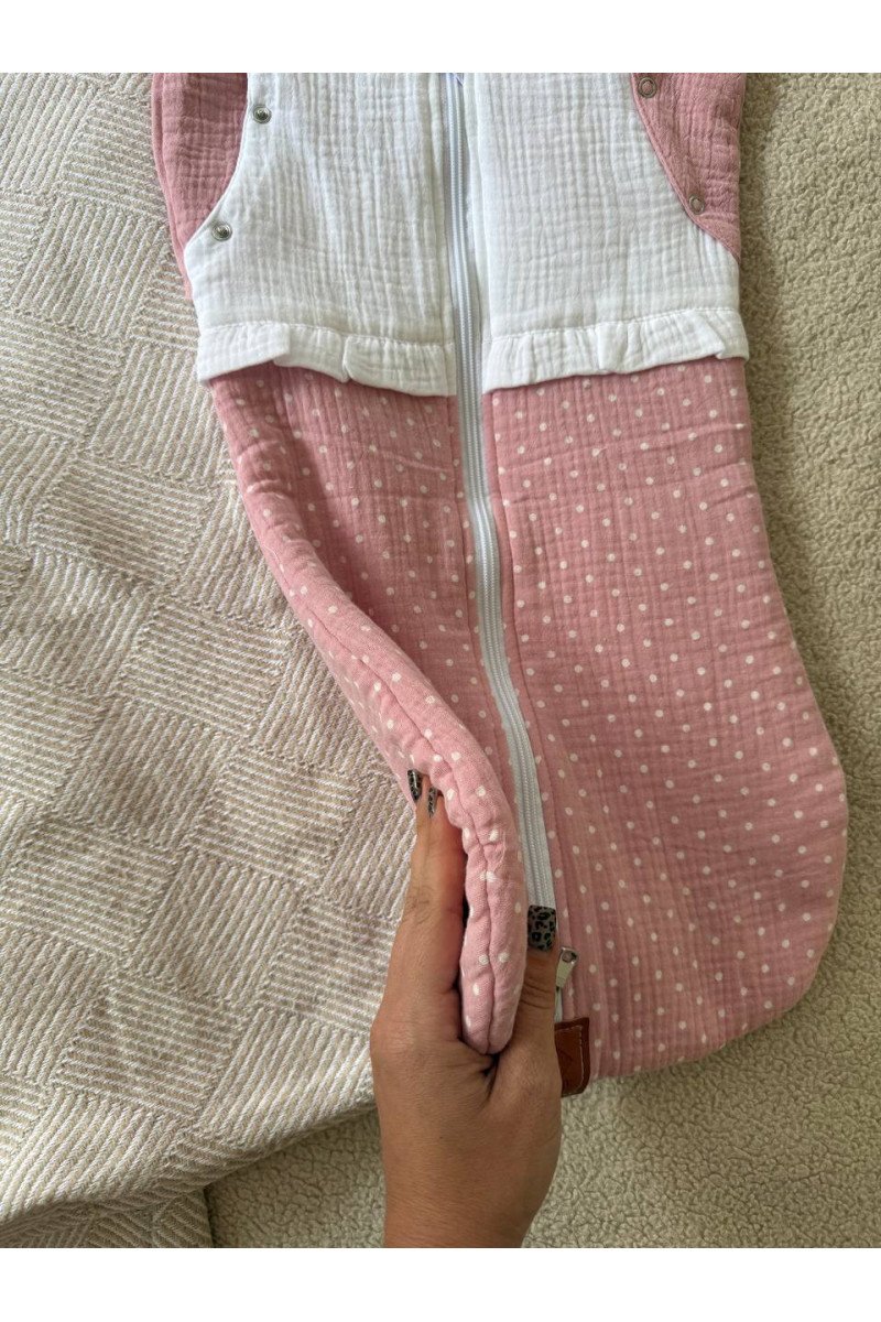 Gigoteuse emmaillotage  bébé TOG 2  en double gaze de coton rose Fait main