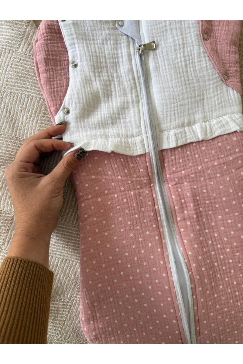 Gigoteuse emmaillotage  bébé TOG 2  en double gaze de coton rose Fait main