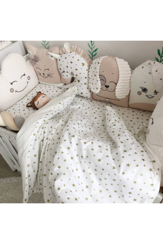 Set pour berceau : bordures, coussins et couverture