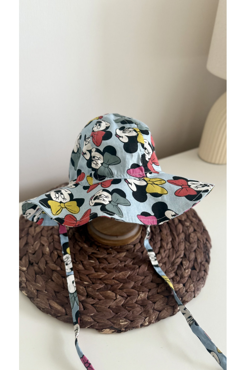 Bob bébé & enfant en  coton 100 % imprimé minne mouse – liens à nouer, chapeau d’été léger