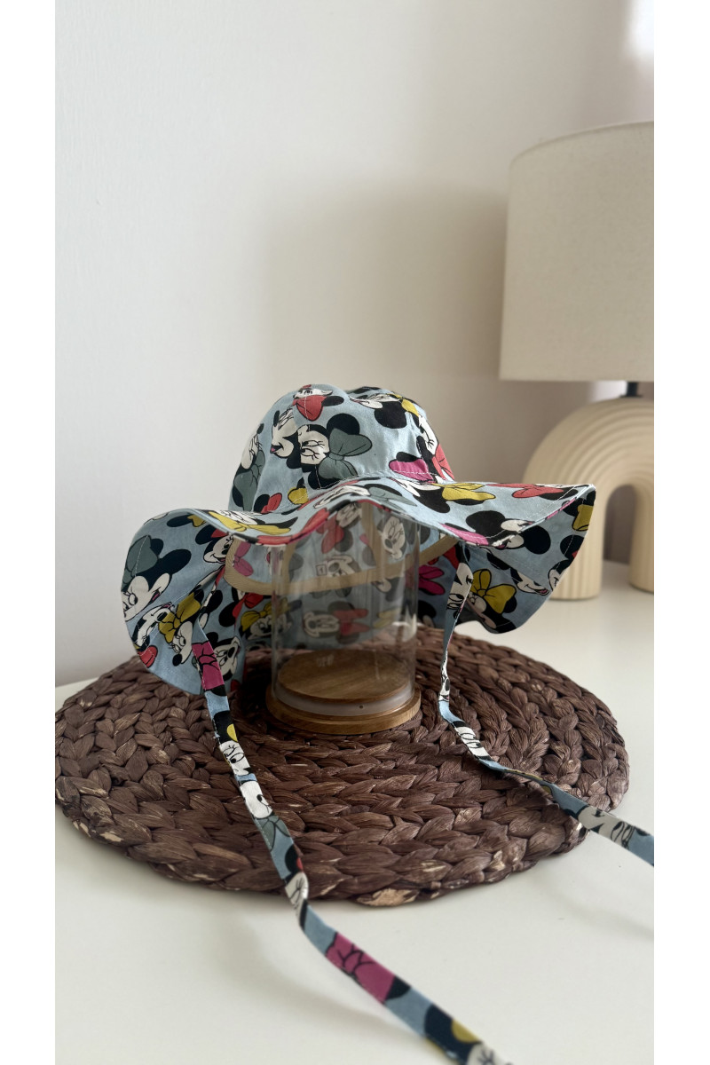 Bob bébé & enfant en  coton 100 % imprimé minne mouse – liens à nouer, chapeau d’été léger
